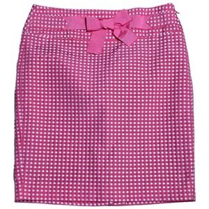 LOFT Bow Pencil Skirt Women's Size‎ 4 Pink White Polka Dot